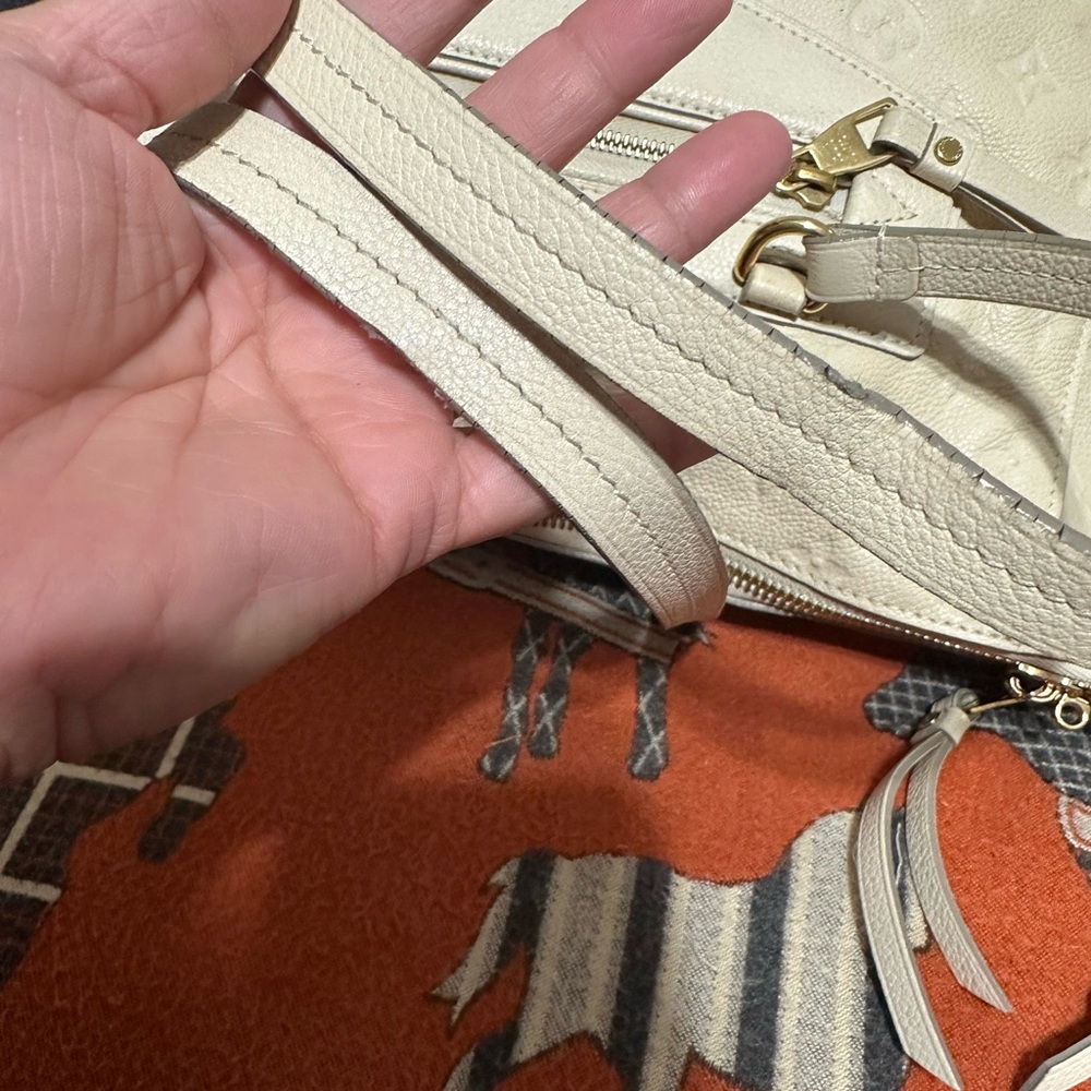 Louis Vuitton Cream Embossed Monogram Tote with Gold Hardware - Picture 10 of 16